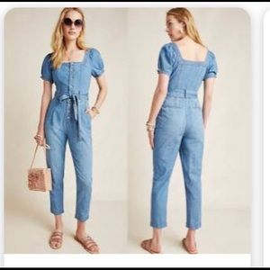 Pilcro Square - Necked Denim Jumpsuit